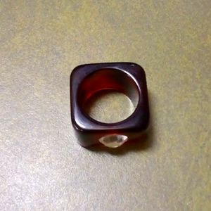 Unique brown square ring with crystal size 6